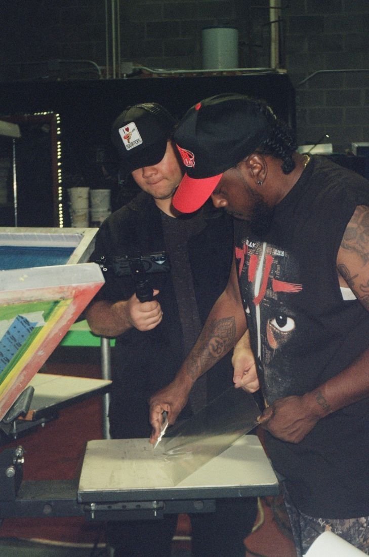 Burning a screen in the Humanitees shop