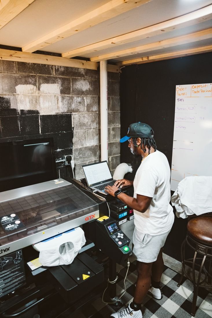 Direct-to-garment printing station at Humanitees